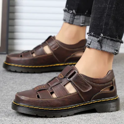 GENUINE LEATHER BREATHABLE THICK-SOLED OUTDOOR SANDALS